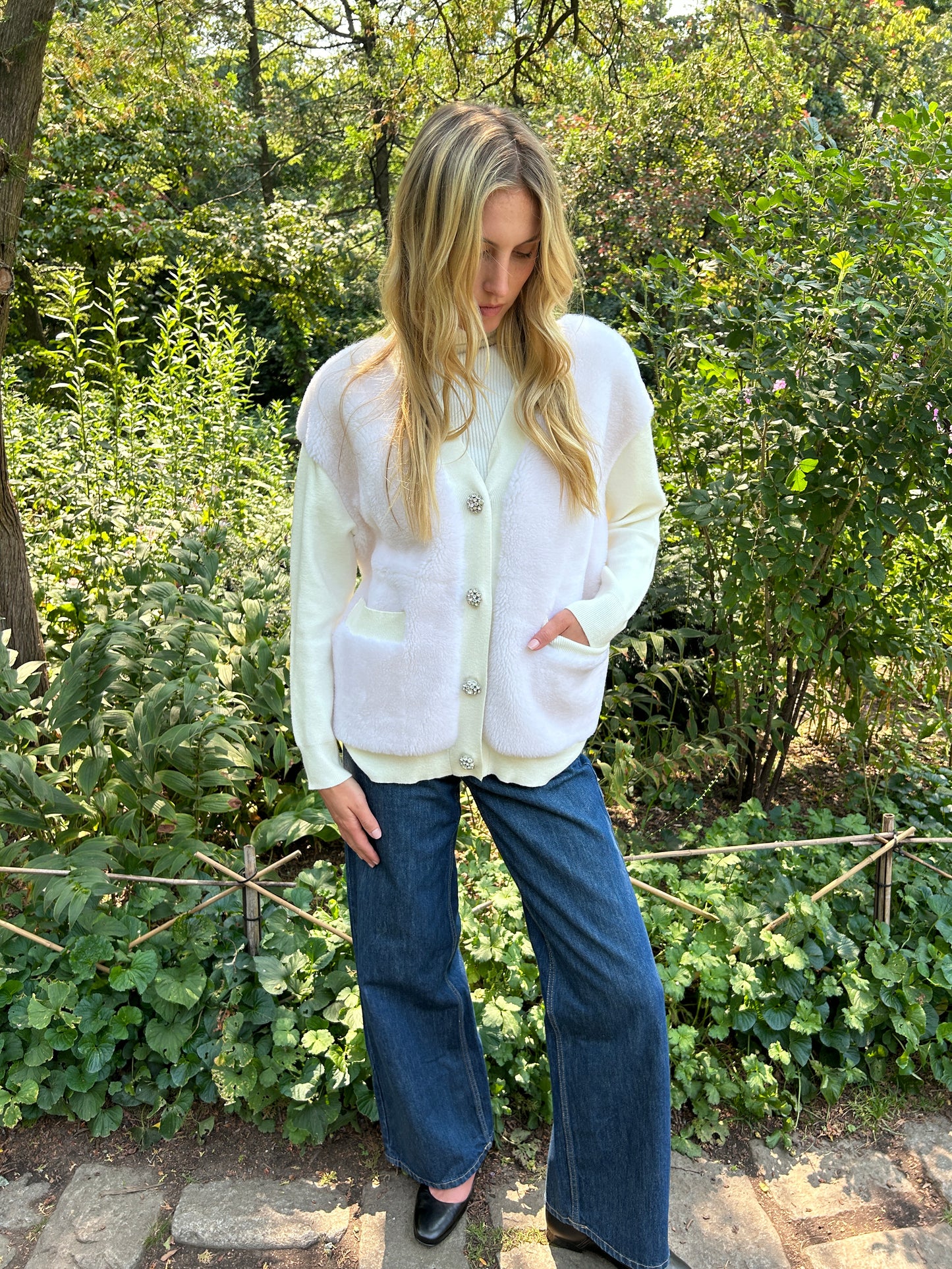 The Aman Ivory Sherpa Cardigan