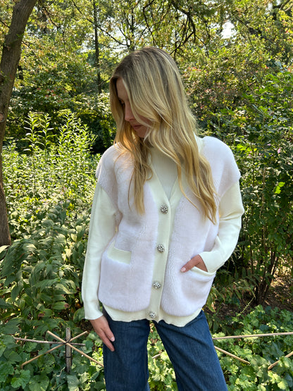 The Aman Ivory Sherpa Cardigan