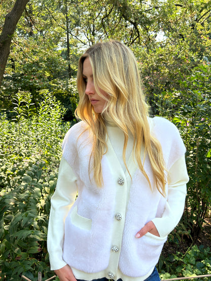 The Aman Ivory Sherpa Cardigan