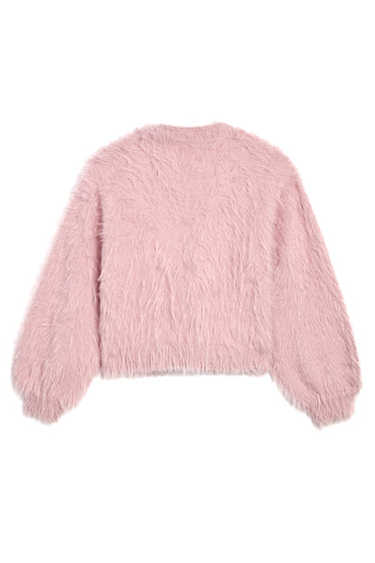 The Margaret Pink Fuzzy Cardigan