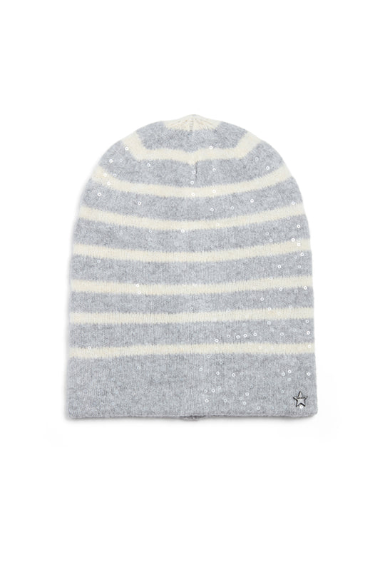 The Heavenly Sequin Striped Hat-Grey