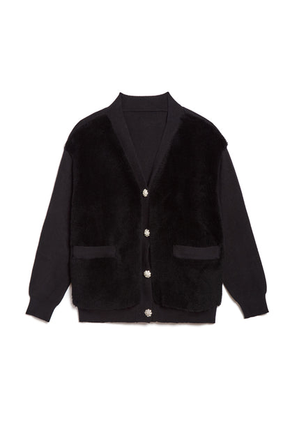 The Aman Black Sherpa Cardigan