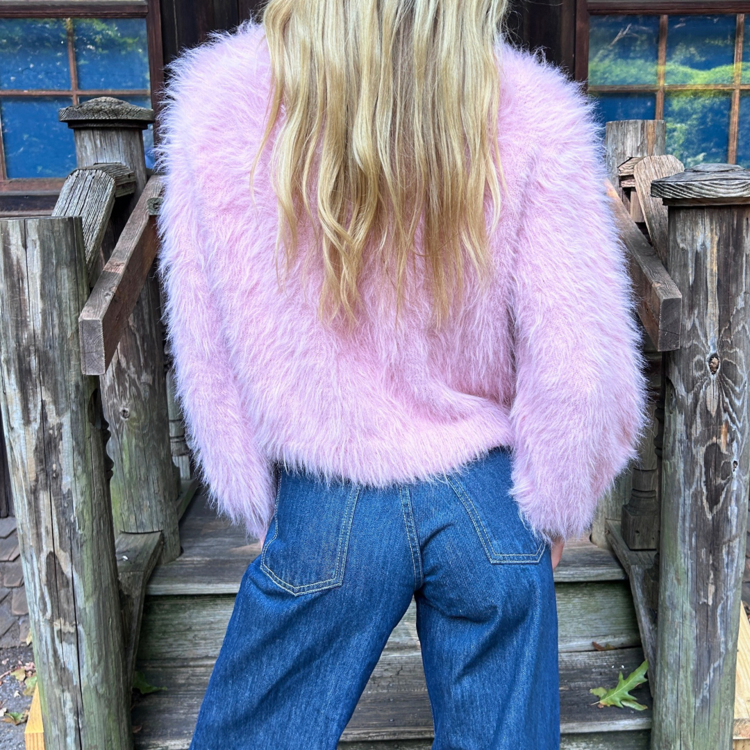 The Margaret Pink Fuzzy Cardigan